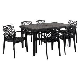 MYLIA Salle à manger de jardin - Table + 6 fauteuils - Polypropylène - Gris anthracite - DIADEME de MYLIA