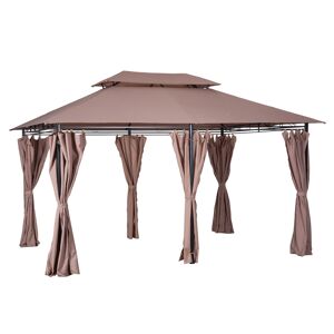 Tonnelle 3x4 m - Divio - Toile beige - Pergola avec rideaux. tente de  jardin. barnum. chapiteau. réception