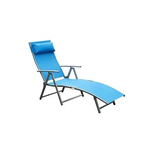 Outsunny transat chaise longue bain de soleil pliable dossier inclinable multi-positions têtière fournie 137L x 64l x 101H cm métal époxy textilène bleu - Publicité