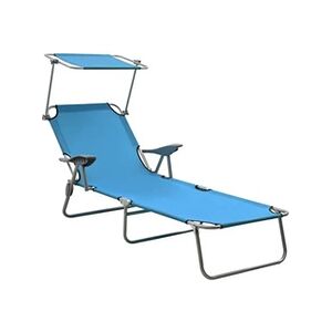 VIDAXL Chaise longue avec auvent Acier Bleu - Publicité