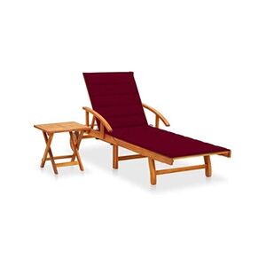 VIDAXL Chaise longue de jardin avec table et coussin Bois d'acacia - Publicité