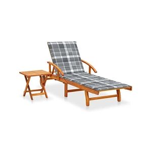 VIDAXL Chaise longue de jardin avec table et coussin Bois d'acacia - Publicité