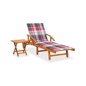 VIDAXL Chaise longue de jardin avec table et coussin Bois d'acacia - Publicité