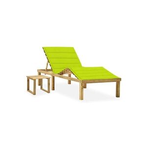 VIDAXL Chaise longue de jardin avec table et coussin Pin imprégné - Publicité