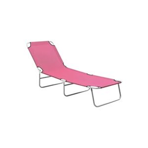 VIDAXL Chaise longue pliable Acier et tissu Rose - Publicité