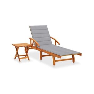 VIDAXL Chaise longue de jardin avec table et coussin Bois d'acacia - Publicité