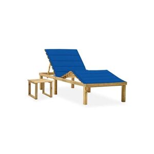 VIDAXL Chaise longue de jardin avec table et coussin Pin imprégné - Publicité