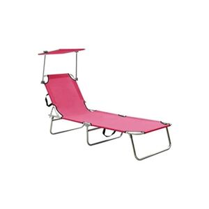 VIDAXL Chaise longue pliable avec auvent Acier Rose magento - Publicité