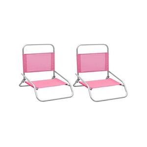 VIDAXL Chaises de plage pliables 2 pcs Rose Tissu - Publicité