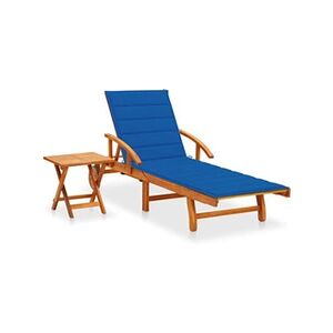 VIDAXL Chaise longue de jardin avec table et coussin Bois d'acacia - Publicité