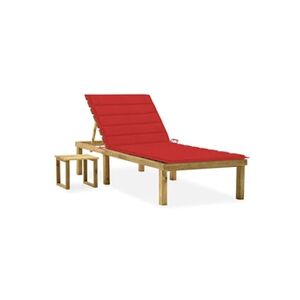 VIDAXL Chaise longue de jardin avec table et coussin Pin imprégné - Publicité