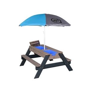 Axi Table sable et eau NICK Anthracite avec parasol Bleu Gris 90x80x56cm - Publicité