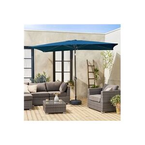 Sweeek Parasol droit rectangulaire 2x3m - Touquet Bleu canard - mât central en aluminium orientable et manivelle d'ouverture - Publicité