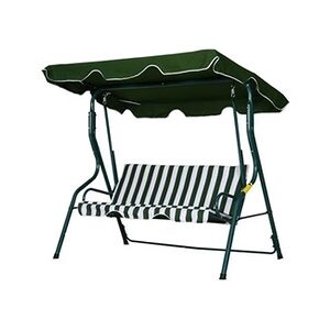 Outsunny Balancelle de jardin 3 places toit imperméabilisé inclinaison réglable coussins assise dossier 1,7L x 1,1l x 1,53H m métal époxy polyester vert blanc - Publicité