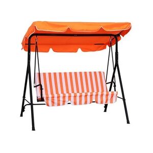 Outsunny Balancelle de jardin 3 places toit inclinaison réglable coussins assise et dossier 1,72L x 1,1l x 1,52H m acier noir polyester orange - Publicité