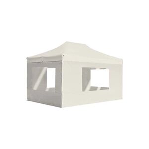 VIDAXL Tente de réception pliable avec parois Aluminium 4,5x3 m Crème - Publicité