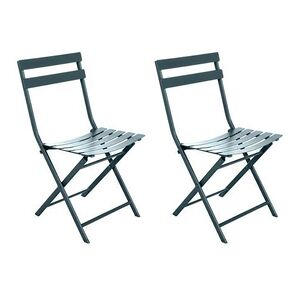 Hesperide Lot de 2 Chaises de jardin métal pliante Greensboro Bleu Canard - Hespéride - Publicité