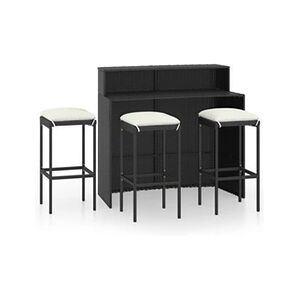 VIDAXL Ensemble de bar de jardin avec coussins 4 pcs Noir - Publicité