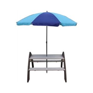 Axi Table picnic KYLO Gris blanc avec parasol Bleu 119x98x65cm - Publicité