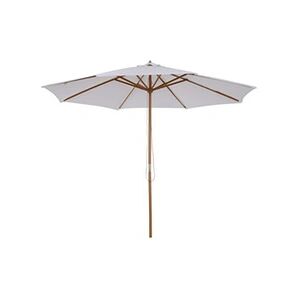 HOMCOM Parasol droit en bois polyester haute densité protection solaire Ø 3 x 2,5 m crème - Publicité