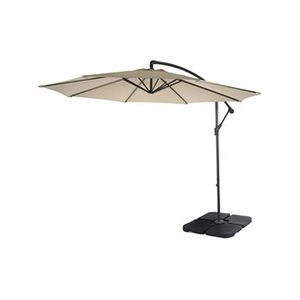 Mendler Parasol déporté semi-pro Acerra, 3m inclinable crème avec support - Publicité