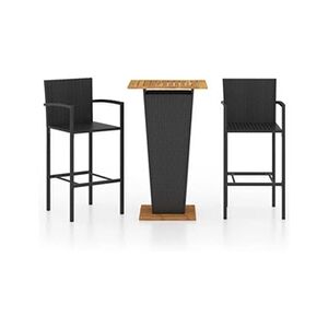 VIDAXL Ensemble de bar de jardin 3 pcs Noir - Publicité