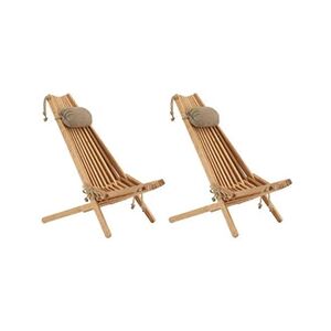 Ecofurn - Chilienne en bois EcoChair avec coussin (Lot de 2) Bois d'aulne - Publicité