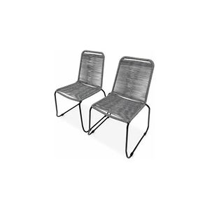 Sweeek Lot de 2 chaises de jardin en corde BRASILIA gris chiné empilables extérieur - Publicité