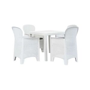 VIDAXL Meuble à dîner d'extérieur 5pcs Plastique Blanc Aspect de rotin - Publicité