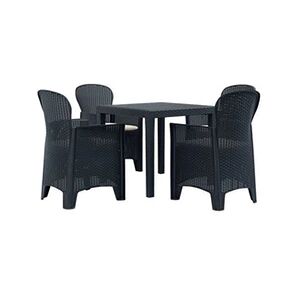 VIDAXL Ensemble à dîner 5 pcs Plastique Anthracite Aspect de rotin - Publicité