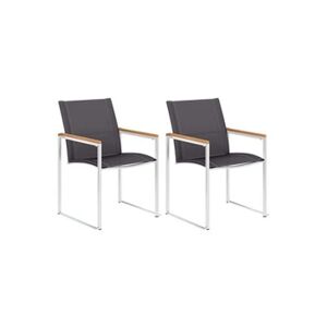 VIDAXL Chaises de jardin 2 pcs Textilène et acier inoxydable Gris - Publicité