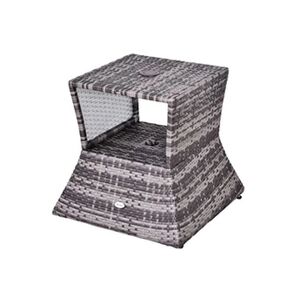 Outsunny Pied de parasol table basse 2 en 1 étagère inférieure intégrée résine tressée imitation rotin PE dim. 54L x 54l x 55H cm gris - Publicité
