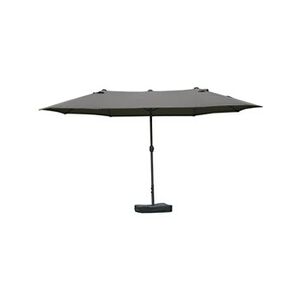 Outsunny Parasol de jardin XXL dim. 4,6L x 2,7l x 2,4H m ouverture fermeture manivelle pied & contrepoids inclus acier polyester haute densité gris - Publicité