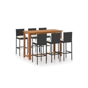 VIDAXL Ensemble de bar de jardin avec coussins 7 pcs Noir - Publicité