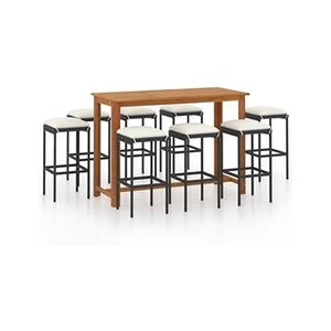 VIDAXL Ensemble de bar de jardin avec coussins 9 pcs Noir - Publicité