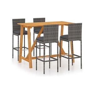 VIDAXL Ensemble de bar de jardin avec coussins 5 pcs Gris - Publicité