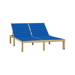 VIDAXL Chaise longue double et coussins bleu royal Pin imprégné - Publicité