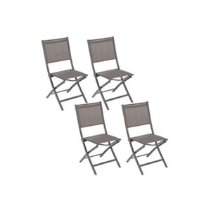 Toilinux - Lot de 4 Chaises de jardin pliante Essentia - Gris wengé et marron tonka - Essentia - Publicité