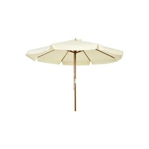 Outsunny Parasol droit rond grande taille de jardin Ø 3,25 x 2,5H m bois de bambou polyester beige - Publicité