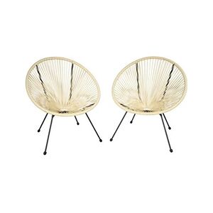 TECTAKE Lot de 2 chaises de jardin Santana - beige - Publicité