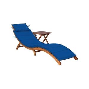 VIDAXL Chaise longue de jardin avec table et coussin Bois d'acacia - Publicité