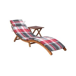 VIDAXL Chaise longue de jardin avec table et coussin Bois d'acacia - Publicité