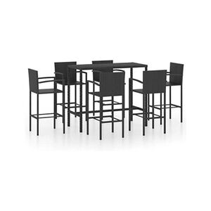 VIDAXL Ensemble de bar de jardin 7 pcs Résine tressée Noir - Publicité