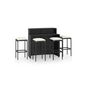 VIDAXL Ensemble de bar de jardin avec coussins 5 pcs Noir - Publicité