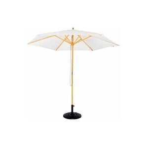 Sweeek Parasol droit rond en bois 3m - Cabourg Ecru - mât central en bois Ø300cm système d'ouverture manuelle poulie - Publicité