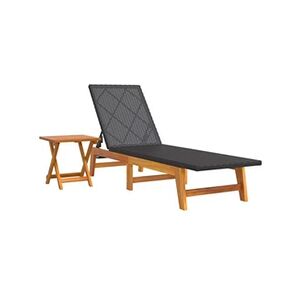 VIDAXL Chaise longue avec table Résine tressée et bois massif d'acacia - Publicité