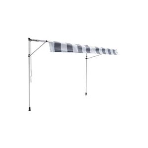 Happy Garden Store banne pour balcon CHENE 3 × 1,2m - Toile rayée blanche/grise et structure blanche - Publicité