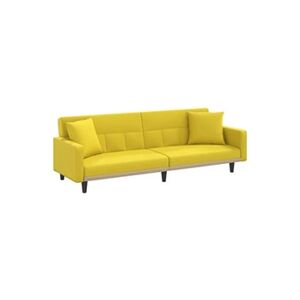 VIDAXL Canapé-lit avec coussins jaune clair tissu - Publicité