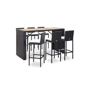 VIDAXL Ensemble de bar de jardin - 1 table de bar + 6 chaises hautes - Résine tressée - Noir - Publicité