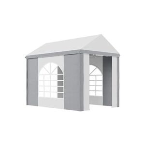 Outsunny Barnum tonnelle chapiteau de jardin dim. 3L x 2l x 2,55H m - 2 fenêtres, 2 portes - acier galvanisé PE blanc gris - Publicité